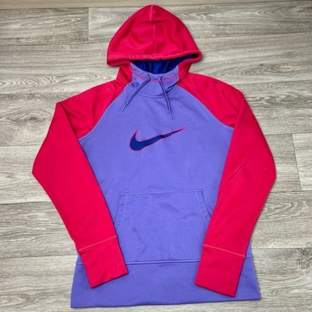 Womens Pink Purple Nike Therma-Fit Pullover hoodie